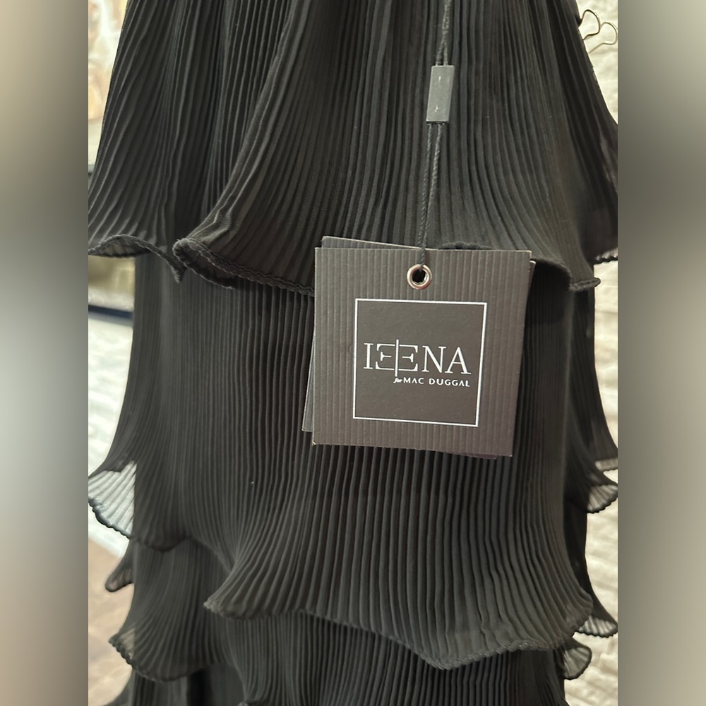 NWT IEENA for MAC DUGGAL 49054 Black Sleeveless Ruffle Tiered V Neck Gown sz 12 - Picture 8 of 9